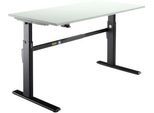 Schäfer Shop Select Schreibtisch, elektrisch höhenverstellbar, Rechteck, C-Fuß, B 1800 x T 800 x H 725-1185 mm, lichtgrau/schwarz