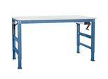 Arbeitstisch Ergo K, m. Kurbel, 1500 x 800 mm, Tischplatte PVC Dekor, brillantblau