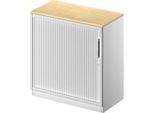 Schäfer Shop Genius Querrollladenschrank TETRIS SOLID, 2 OH, B 800 mm, inkl. 19 mm Abdeckplatte, Ahorn-Dekor/weißalu/weißalu