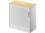 Schäfer Shop Genius Querrollladenschrank TETRIS SOLID, 2 OH, B 800 mm, inkl. 19 mm Abdeckplatte, Buche-Dekor/weißalu/weißalu