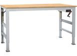 Arbeitstisch Ergo K, m. Kurbel, 1500 x 800 mm, Tischplatte Multiplex, alusilber
