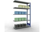 SCHULTE Lagertechnik Fachbodenregal - Stecksystem MULTIplus 250, Anbauregal, Längenriegel, 2000x1300x400 mm, 5 Böden, enzianblau/verzinkt