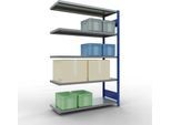 SCHULTE Lagertechnik Fachbodenregal - Stecksystem MULTIplus 250, Anbauregal, Längenriegel, 2000x1300x500 mm, 5 Böden, enzianblau/verzinkt