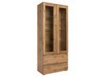 Mid.you Vitrine, Eiche, Holzwerkstoff, 3 Fächer, 2 Schublade(n) Schubladen, 80x191x40 cm, Wohnzimmer, Wohnwände, Vitrinenschränke