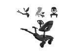 Kikkaboo Kinderwagen Trittbrett schwarz Ally mit Sitz universal, 2-Punkt-Gurt, Lenkrad
