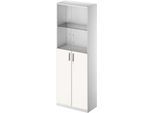 Schäfer Shop Genius Kombischrank TETRIS SOLID, 6 OH, Glas- und Flügeltüren, B 800 mm, abschließbar, Glas/weiß/weißalu