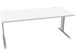 Schäfer Shop Pure Schreibtisch PLANOVA BASIC, Rechteck, C-Fuß, B 1800 x T 800 x H 717 mm, weiß/weißaluminium + Kabelkanal