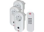 Brennenstuhl Funkschalt-Set RC CE1 3001, 3 Funksteckdosen, 1 Handsender, 25 m Reichweite, bis 1000 W, erhöhter Berührungsschutz, B 51 x H 115 mm, weiß, inkl. Batterien