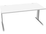 Schäfer Shop Pure Schreibtisch PLANOVA BASIC, Rechteck, C-Fuß, B 1600 x T 800 x H 717 mm, weiß/weißaluminium + Kabelkanal
