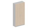 Schäfer Shop Genius Garderobenschrank TETRIS SOLID, 6 Ordnerhöhen, 1 Fachboden, Kleiderstange, abschließbar, B 1000 x T 412 x H 2143 mm, weißalu/Ahorn