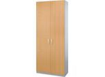 Schäfer Shop Genius Flügeltürenschrank TETRIS SOLID, Stahlkorpus, 5 OH, B 1000 mm, abschließbar, Buche-Dekor/weißalu