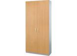 Schäfer Shop Genius Flügeltürenschrank TETRIS SOLID, Stahlkorpus, 5 OH, B 1200 mm, abschließbar, Buche-Dekor/weißalu