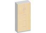 Schäfer Shop Genius Kombischrank TETRIS SOLID, 5 OH, B 800 mm, oben Flügeltüren, unten HR-Auszüge, weiß/weißalu, Ahorn/weißalu