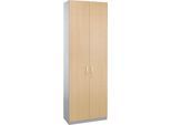 Schäfer Shop Genius Flügeltürenschrank TETRIS SOLID, Stahlkorpus, 6 OH, B 800 mm, abschließbar, Ahorn-Dekor/weißalu