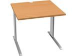 Schäfer Shop Pure Schreibtisch PLANOVA BASIC, Quadrat, C-Fuß, B 800 x T 800 x H 717 mm, Buche/weißaluminium + Kabelkanal