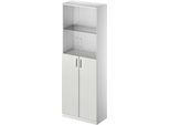 Schäfer Shop Genius Kombischrank TETRIS SOLID, 6 OH, Glas- und Flügeltüren, B 800 mm, abschließbar, Glas/lichtgrau/weißalu