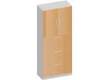 Schäfer Shop Genius Kombischrank TETRIS SOLID, 6 OH, B 800 mm, oben Flügeltüren, unten HR-Auszüge, Buche/weißalu