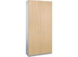 Schäfer Shop Genius Flügeltürenschrank TETRIS SOLID, Stahlkorpus, 5 OH, B 1200 mm, abschließbar, Ahorn-Dekor/weißalu