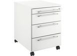 Schäfer Shop Select Rollcontainer Moxxo IQ 1233, runder Griff, 1 Utensilienfach, 3 Schübe, B 432 x T 580 x H 595 mm, abschließbar, weiß