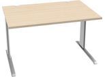 Schäfer Shop Pure Schreibtisch PLANOVA BASIC, Rechteck, C-Fuß, B 1200 x T 800 x H 717 mm, Ahorn/weißaluminium + Kabelkanal