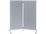 Mobile Trennwand, desinfektionsmittelbeständig, 2 Elemente, aluminiumfarben