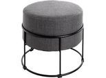 Hocker HAKU, gepolstert, B 480 x T 480 x H 430 mm, Stoff und Stahl, anthrazit-schwarz