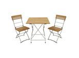 DEGAMO Biergarten - Garnitur MÜNCHEN 3-teilig (2x Stuhl, 1x Tisch 70x70cm), Flachstahl verzinkt + Robinie