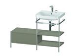 Duravit Happy D.2 Plus Möbelwaschtisch-Kombination HP4845E9292 120 x 49 cm, 2 Hahnlöcher, steingrau seidenmatt, mit Metallkonsole
