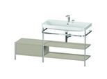 Duravit Happy D.2 Plus Möbelwaschtisch-Kombination HP4848E6060 160 x 49 cm, 2 Hahnlöcher, taupe seidenmatt, mit Metallkonsole