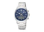 Funkchronograph ETT "Professional World Timer", silber (silberfarben, blau), Armbanduhren, Herren, Armbanduhr, Solar, Herrenuhr, Edelstahlarmband, analog, digital, Tag