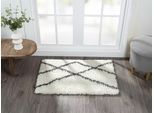 Hochflor-Teppich "My Shaggy Raute", beige (creme, dunkelgrau), B:60cm H:37mm L:90cm, Polypropylen (PP), MYFLAIR MÖBEL & ACCESSOIRES, Teppiche, Hochflor-Teppich, Shaggy, Scandi Rauten Design, leicht glänzend, extra flauschig