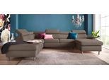 Wohnlandschaft EXXPO - SOFA FASHION "Maretto, bequem und komfortabel, viel Platz, Breite 330cm, U-Form", beige (sahara), B:330cm H:96cm T:230cm, Luxus-Microfaser Vintageoptik (100% Polyester);Webstoff, Sofas, Wohnlandschaft, inkl. Kopfteilverstellung für mehr Sitzkomfort, wahlweise Bettfunktion