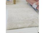 Hochflor-Teppich GOODPRODUCT "Saul", weiss (weiß), B:80cm H:50mm L:150cm, Polyester, Teppiche, Hochflor-Teppich, dichter weicher Langflor, mit Glanz, Shaggy, uni farben, Wohnzimmer