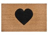 Fussmatte HANSE HOME "Mix Mats Kokos Heart, Türmatte", braun (braun, schwarz), B:75cm H:15mm L:45cm, Kokos, Teppiche, Fussmatte, Kokos, Schmutzfangmatte, Outdoor, Rutschfest, Innen, Kokosmatte, Flur