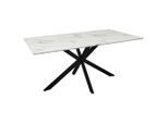 Mid.you Esstisch Marmoroptik, Schwarz, Weiß, Metall, Holzwerkstoff, rechteckig, Flachrohr, 90x76x160 cm, Bsci, Esszimmer, Tische, Esstische