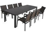 Garten-Essgruppe GARDEN PLEASURE "AMIRA", grau (anthrazit, anthrazit, anthrazit), B:240cm H:89cm T:200cm, Aluminium, Kunststoff, Sitzmöbel-Sets, Garten-Essgruppe, mit ausziehbarem Tisch