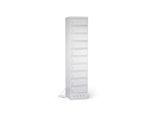 Laptopschrank mit Ladefunktion, 10 Abteile mit Zylinderschloss, Stahlblech lichtgrau RAL 7035/ lichtgrau RAL 7035