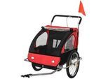 Homcom Kinderanhänger, Kinderfahrradanhänger, Rot , Metall , 85x56x142 cm , Freizeit & Co, Sport & Fitness, Fahrräder, Fahrradzubehör