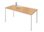 Schäfer Shop Pure Stahlrohrtisch, Rechteck, Quadratrohrfuß, B 1600 x T 800 x H 720 mm, Buche/weißaluminium