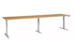 Schäfer Shop Select Schreibtisch ERGO-T 2.0 Big, elektr. höhenverstellbar, Rechteck, T-Fuß, B 3200 x T 800 x H 640-1300 mm, Buche/weißalu