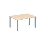 Schäfer Shop Genius Konferenztisch MODENA FLEX, Tonne, 4-Fuß Quadratrohr, B 1400 x T 1000/800 x H 720-840 mm, Ahorn/weißaluminium RAL 9006