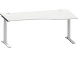 Schäfer Shop Genius Freiformschreibtisch MODENA FLEX, Ansatz rechts, lichtgrau