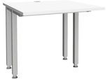 Schäfer Shop Genius Schreibtisch MODENA FLEX, 4-Fuß-Quadratrohr, verkürzte Seitenteile, B 800 mm, weiß