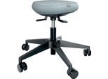 Steh-/Sitzhocker Leitz Ergo Active, ergonomisch, höhenverstellbar, gepolsterter Balance-Komfortsitz, Stoffbezug, 5 Rollen, Ø 600 x H 470-600 mm, grau-schwarz