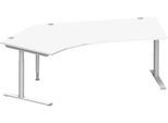 Schäfer Shop Genius Winkelschreibtisch MODENA FLEX 135°, Ansatz links, C-Fuß-Rundrohr, B 2165 mm, weiß