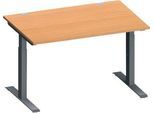 Schäfer Shop Genius Schreibtisch MODENA FLEX, Rechteck, T-Fuß Rechteckrohr, B 1200 x T 800 x H 650-850 mm, Buche/anthrazit