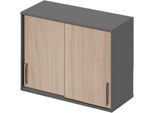 Schäfer Shop Genius Aufsatz-Schiebetürenschrank TETRIS WOOD, 2 OH, B 1000 mm, Höhe inkl. Gleiter, Eiche/graphit