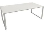 Schäfer Shop Genius Schreibtisch Modena Flex, höheneinstellbar, Rechteckform, Bügelfuß, Breite 2000 mm, lichtgrau