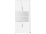 Schäfer Shop Select Kombischrank Start Off, 6 OH, 4 OH m. Tür, abschließbar, B 800 x T 420 x H 2240 mm, weiß/weiß