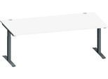 Schäfer Shop Genius Schreibtisch MODENA FLEX, Rechteck, T-Fuß Rechteckrohr, B 2000 x T 1000 x H 650-850 mm, weiß/anthrazit